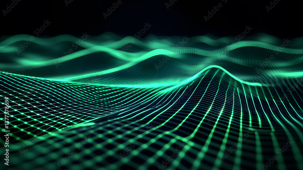 Poster glowing line data flow abstract wallpaper digital space graphic background tech environment futurist