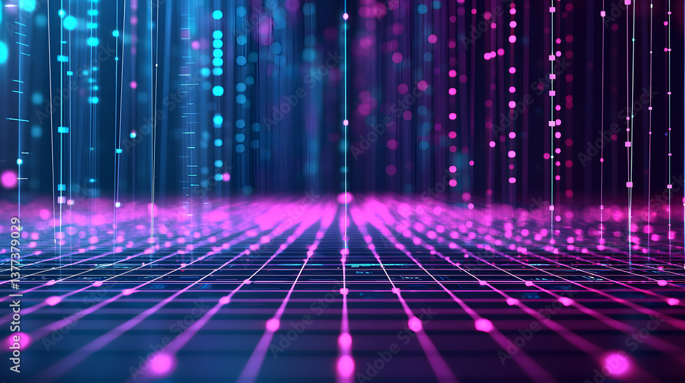 Poster abstract data flow represented through glowing lines digital wallpaper background technology concept