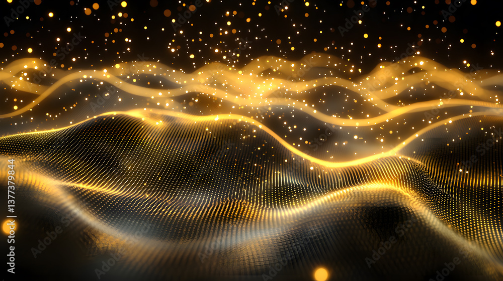 Poster glowing abstract data flow digital background wallpaper illuminated waves futuristic environment