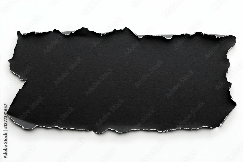 Poster a textured black paper background with a torn edge, ideal for creating stylish visuals and designs.