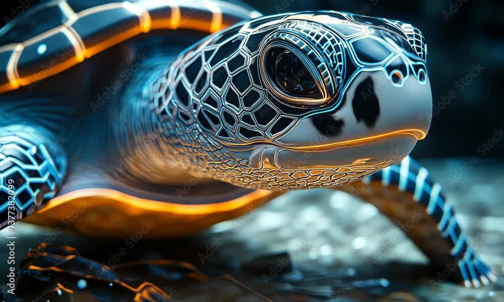 Aufkleber a close-up depiction of a stylized sea turtle with intricate, geometric shell patterns.