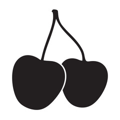 cherry fruit icon, black silhouette vector llustration on white background