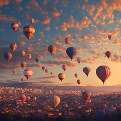 Naklejka premium many colorful balloons floating on the sky. 