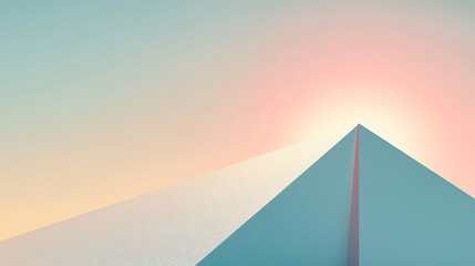 A geometric abstract composition depicting a gradient backdrop with a pyramid