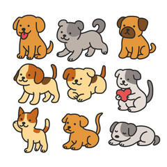 set of cartoon dogs