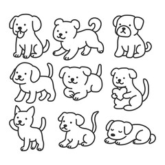 set of cartoon dogs