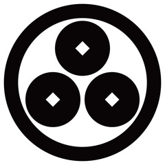 Naklejka premium 家紋です。丸に三つ盛銭といいます。