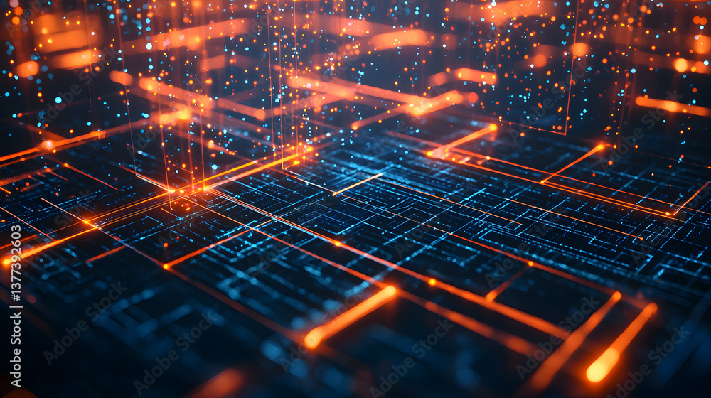Poster glowing data flow artwork digital space abstract background wallpaper futuristic environment macro v