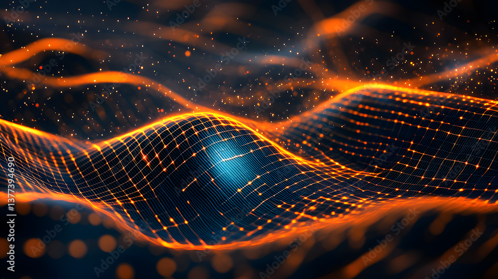 Poster glowing lines representing abstract data flow dark background wallpaper digital art sci-fi environme