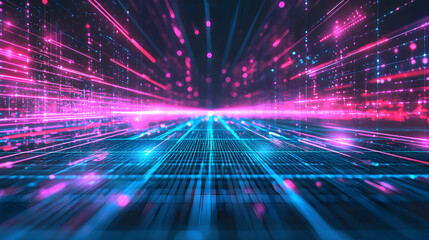 Fototapeta premium Glowing lines of abstract data flow digital wallpaper futuristic environment virtual background