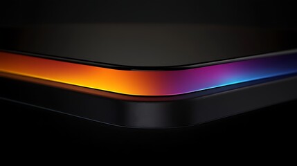 Abstract image of gradient colors shining on dark curved surfaces