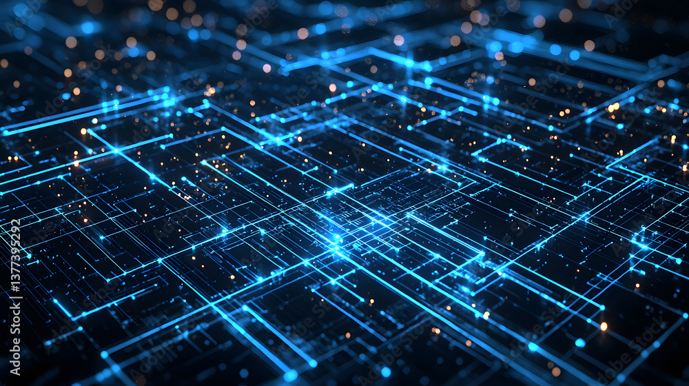 Poster glowing data flow in abstract wallpaper background technology concept digital network modern environ