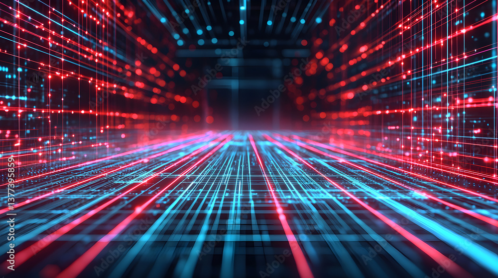 Poster dynamic abstract data flow background wallpaper glowing lines in a digital environment