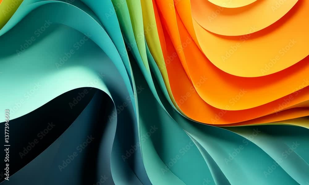 Aufkleber abstract composition of layered, curved shapes with gradient colors creating an organic design.