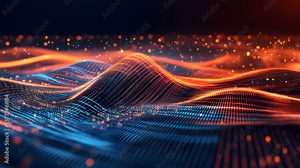 Poster abstract data flow background wallpaper with glowing lines digital art technology environment dynami
