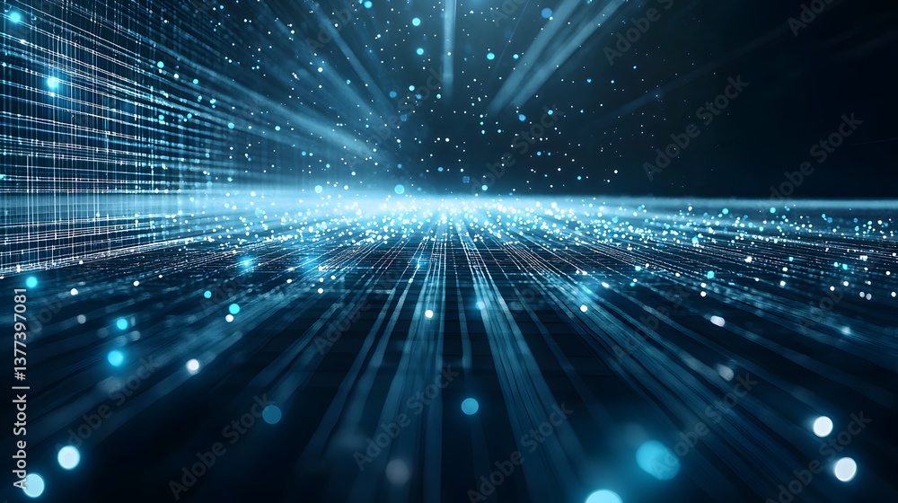Poster abstract data flow through glowing lines digital wallpaper futuristic background radiant environment