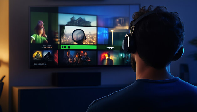 a xbox gamer looking at a music playlist on a flatscreen television