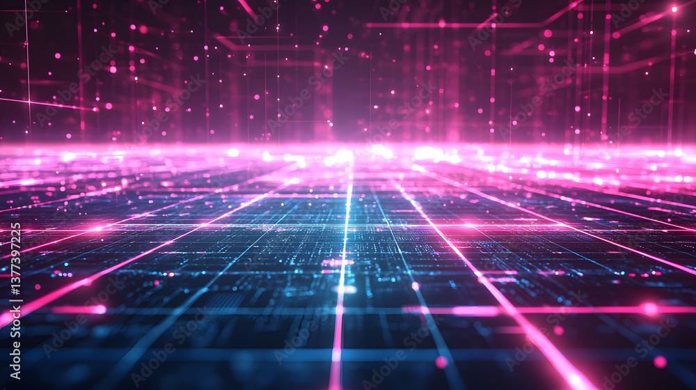 Poster dynamic abstract data flow digital environment glowing line wallpaper futuristic background technolo