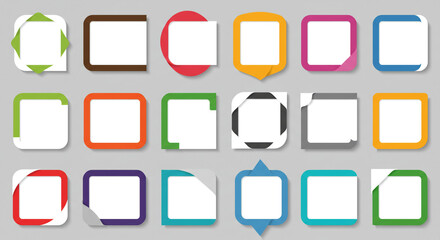 A vibrant collection of colorful frames ready to showcase your message, featuring playful shapes and a modern flat design style.