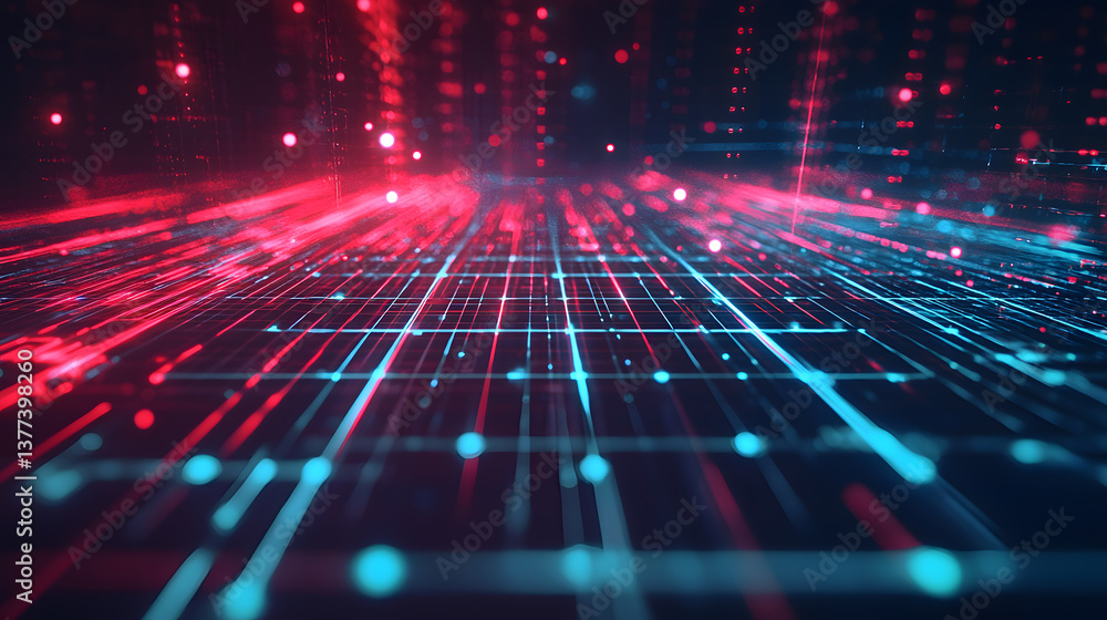 Poster dynamic action of abstract data flow digital space background wallpaper high-tech environment futuri