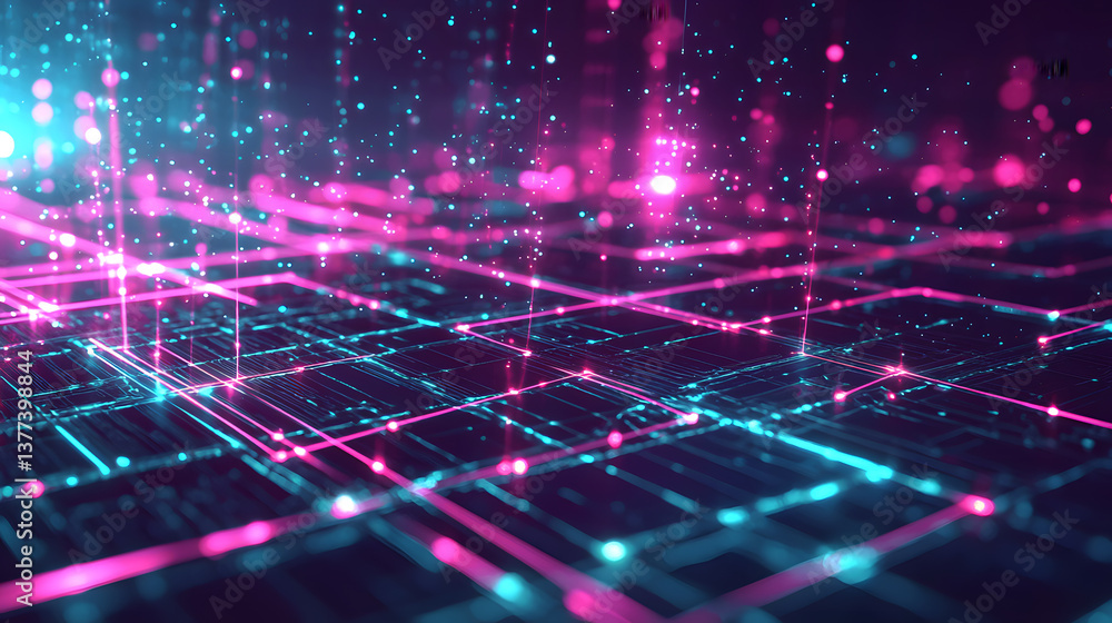 Poster glowing line abstract data flow background wallpaper digital network concept futuristic environment 