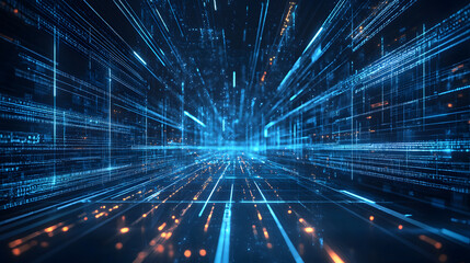Abstract data flow concept digital background glowing lines wallpaper futuristic environment high-speed viewpoint