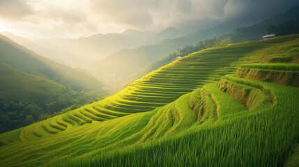 Fototapeta premium Fertile rice field landscapes