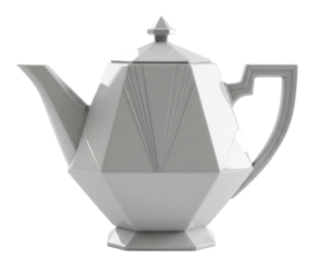優雅な白磁ティーポット 幾何学模様
