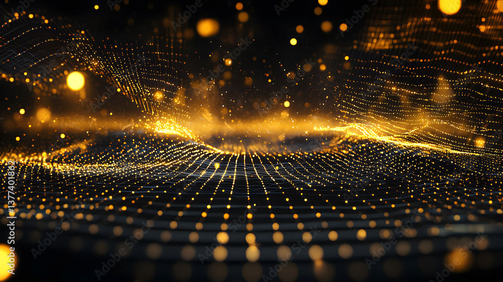 Poster dynamic abstract data flow background wallpaper with glowing lines in a digital environment