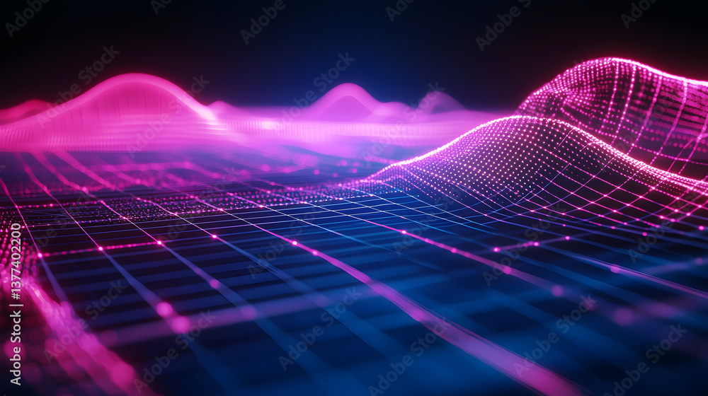 Poster glowing line abstract data flow digital background wallpaper technology environment futuristic viewp