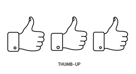 Three thumbs-up icons showing positive feedback and approval, a simple minimalist design in black line art.
