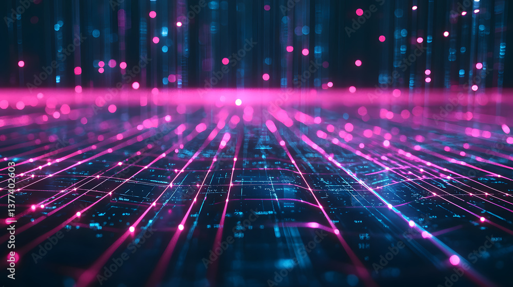 Aufkleber glowing line abstract data flow background digital wallpaper futuristic environment visual concept