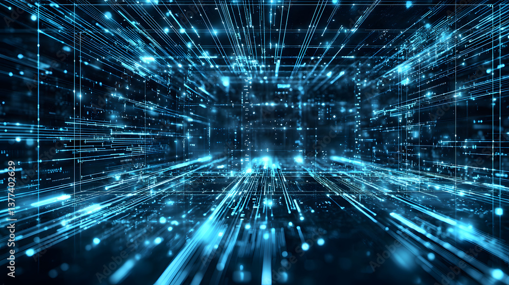 Poster dynamic data flow abstract wallpaper digital space visual concept futuristic environment high-tech v