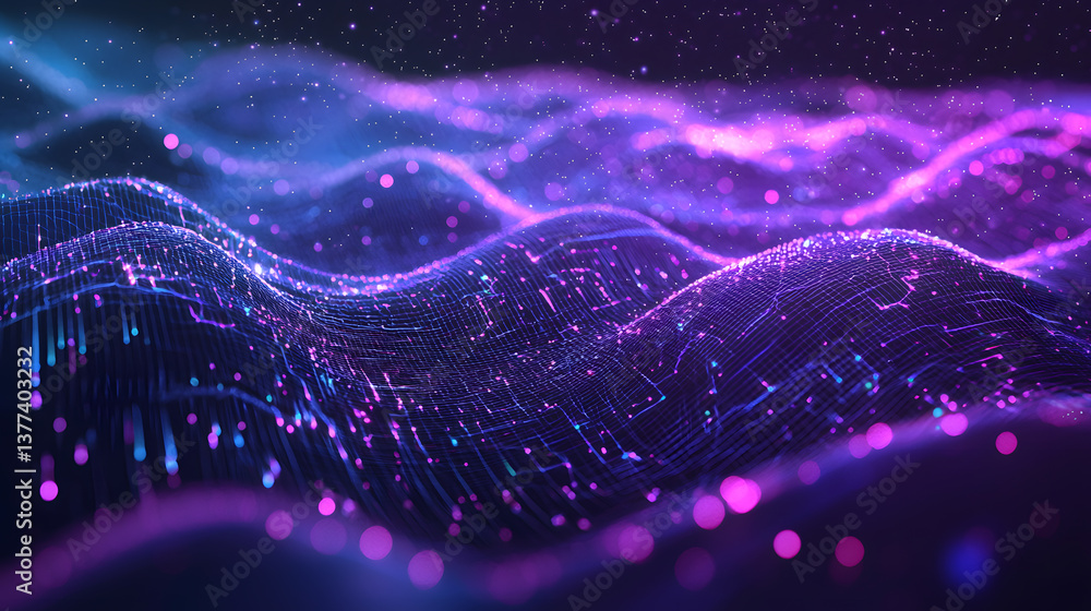 Poster dynamic neural network waves background wallpaper digital realm abstract art futuristic environment 