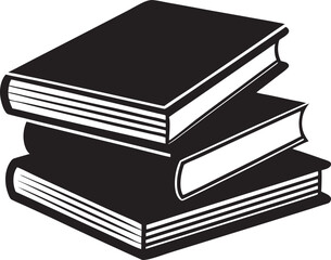 Books icon, stack of black books silhouette vector llustration on white backgroun