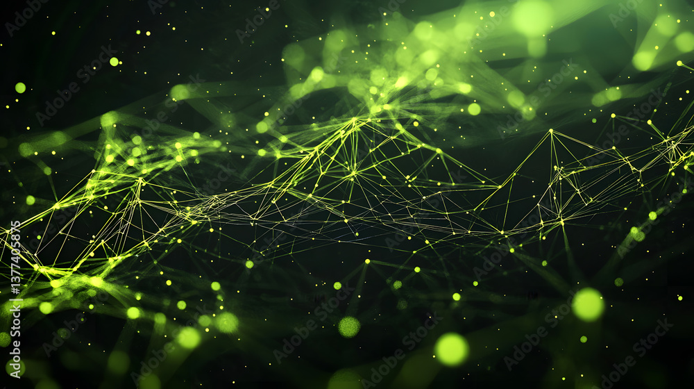 Poster dynamic green network visualization cloud computing background abstract wallpaper digital environmen