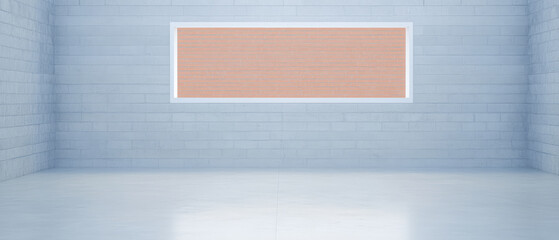 Fototapeta premium Modern minimalistic interior with empty wall in spacious gallery
