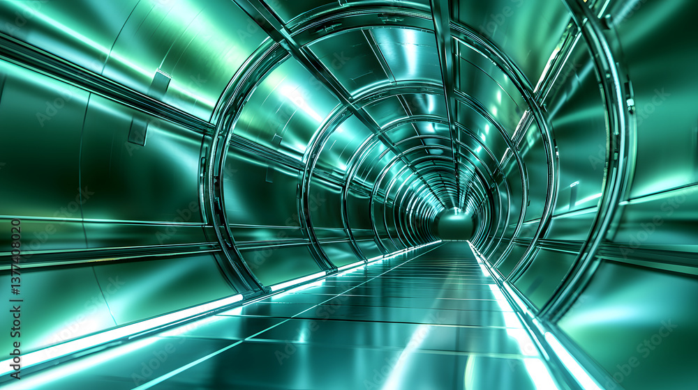 Poster futuristic tunnel visualization concept in digital cloud computing background wallpaper modern techn