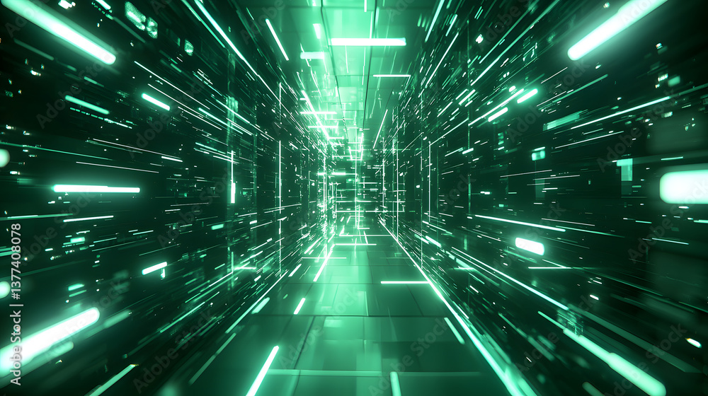 Poster dynamic cloud computing visualization futuristic green wallpaper background digital environment abst