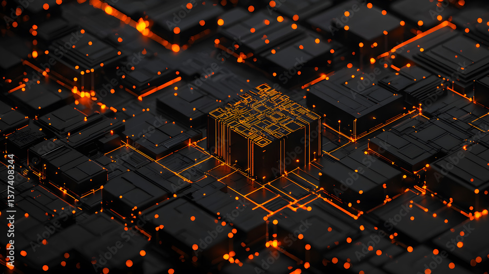 Poster visualizing cloud computing and decentralized systems an abstract wallpaper background of technology