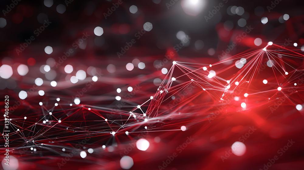 Poster visualizing cloud computing and decentralized systems abstract wallpaper background with dynamic red