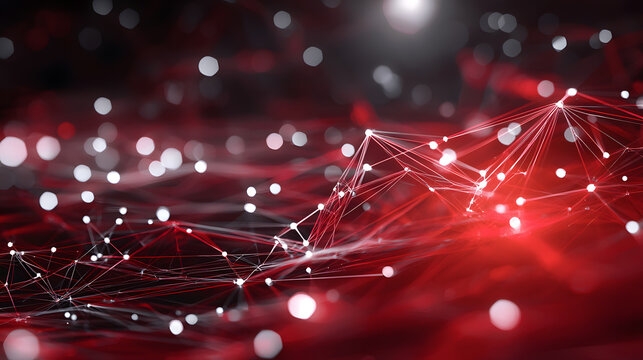 Visualizing cloud computing and decentralized systems abstract wallpaper background with dynamic red elements