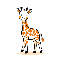 Fototapeta premium Adorable Cartoon Giraffe Illustration African Animal Orange Spots Wildlife Design Cute Baby Giraffe