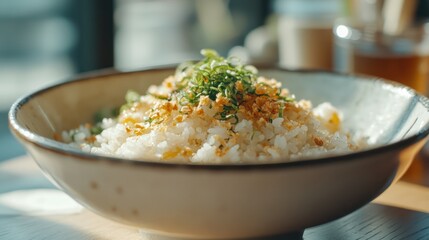 Restaurant Garlic Rice Dish Closeup
