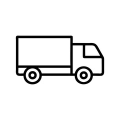 Truck Line Art Icon, Delivery Vehicle Symbol, Transportation Vector Illustration