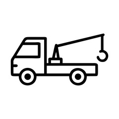 Fototapeta premium Tow Truck Line Art Icon, Wrecker Symbol, Recovery Vehicle Vector Illustration