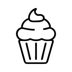 Cupcake Line Art Icon, Muffin Symbol, Sweet Treat Vector Illustration