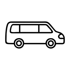 Minivan Line Art Icon, Passenger Van Symbol, Vehicle Vector Illustration