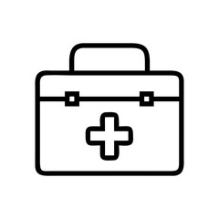 First Aid Kit Line Art Icon, Medical Box Symbol, Emergency Supplies Vector Illustration