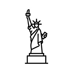 Statue of Liberty Line Art Icon, American Landmark Symbol, Vector Illustration